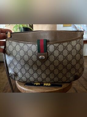 Vintage (1970/1980) Gucci Brown Monogram Messenger Bag